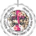 Christian Crystal Ornaments, God Says You are Scripture Floral Keepsake Decorations, Inspirational Christian Gifts for Women Teen Girls, Decorative Hanging Ornament
