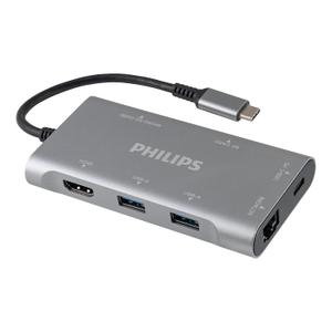 Philips USB C Hub with Power Pass-Through, 7-in-1 Multiport Adapter, 1 HDMI 4K@30Hz, 60W USB-C Power Delivery, 2 USB 3.0, 1 Ethernet, 1 SD 1 MicroSD Card Reader, DLK9120C/27