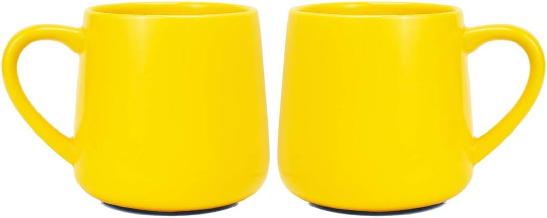 Bosmarlin Glossy Ceramic Coffee Mug, Tea Cup for Office and Home, 18 oz, Suitable for Dishwasher and Microwave(Yellow, 2)