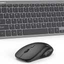 TECKNET Wireless Keyboard and Mouse Combo, Mini Cordless Computer Keyboard and Mouse Set 2.4GHz, Silent Adjustable 1600 DPI, Quiet Click, Lag-Free for Computer, Laptop, PC, Windows, Mac, Chrome OS(GS) (Black Gray)