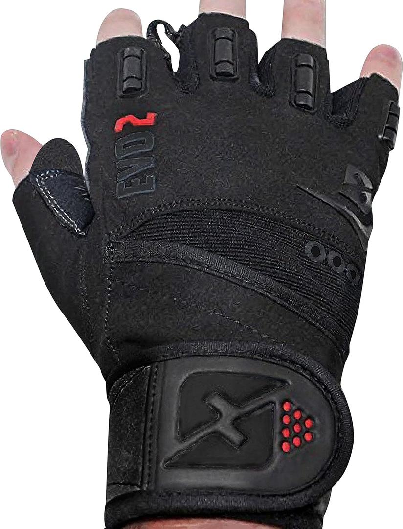 skott Evo 2 Weightlifting Gloves with Integrated Wrist Wrap Support-Double Stitching for Extra Durability-Get Ripped with The Best Body Building Fitness and Exercise Accessories (Large, Black/Black)