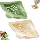 Magnetic Drainage & Filter Basket 2.0 Design, Corner Sink Strainer with Twist-Open Bottom, Triangular Drain Basket for Food Scraps & Rinsing Produce, Fits Metal Sinks (Green+White)