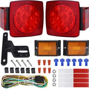 WoneNice LED Submersible Boat Trailer Tail Light and Wiring Kit, Combined Stop, Taillights/Running, Turn Function, DOT Compliance, IP67 Waterproof