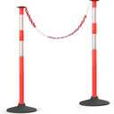 HiGiant 2 Pack 34 Inches Traffic Delineator Posts with Weighted Rubber Base, Portable Orange Safety Posts Cones with Reflective Collars and 5 Ft Plastic Chains for Parking Lot, Construction Work
