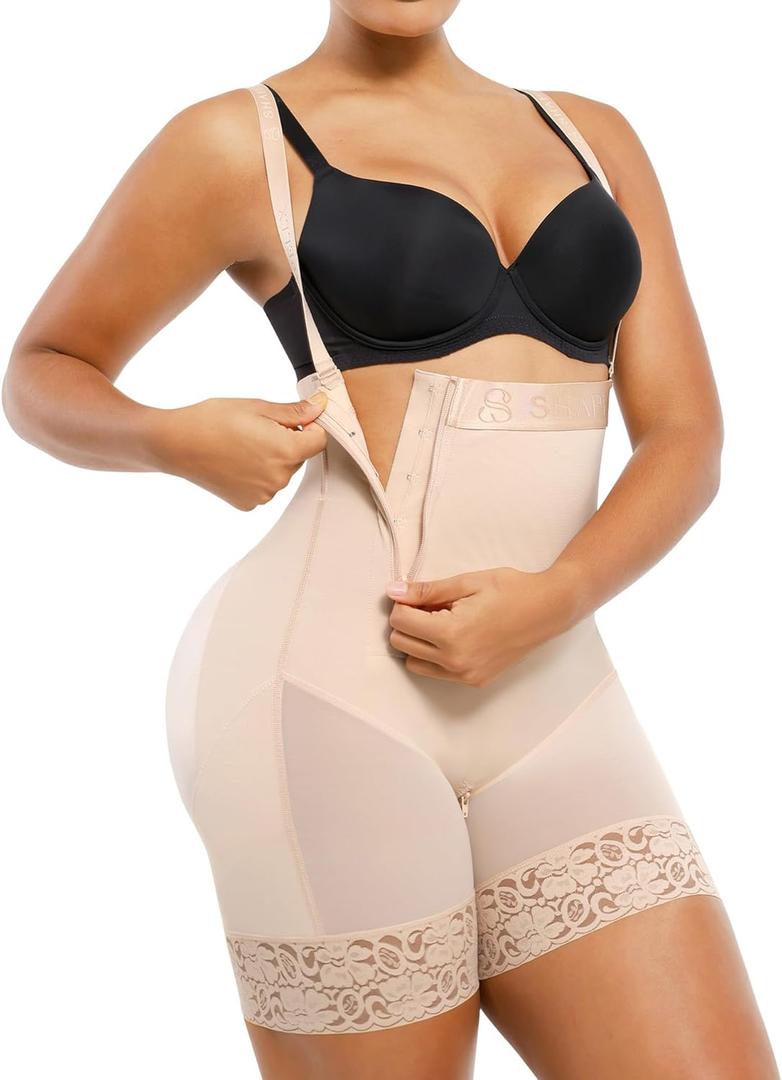 SHAPELLX Tummy Control Shapewear Butt Lifting Shapewear for Women with Compression Faja Body Shaper (Beige, XL)