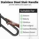 Handrails for Exterior Interior Steps Wall Mount with Matte Black Finished Stair Handrails for Kids Elderly Pregnant Women Disabled Stairway Railing Doorways Courtyard with Hardware 20 INCH