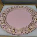 Pink Charger Plates, 13 Inch Plate Chargers for Dinner Plates. Set of 6 Plastic Embossed Charger for Dinner, Party, Wedding.