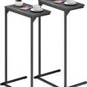 TUTOTAK C Shaped End Table, Small Side Table, Set of 2, 28.7 inch Tall Couch Table, Sofa Table, Living Room, Bed Room, Black TB01BK0712