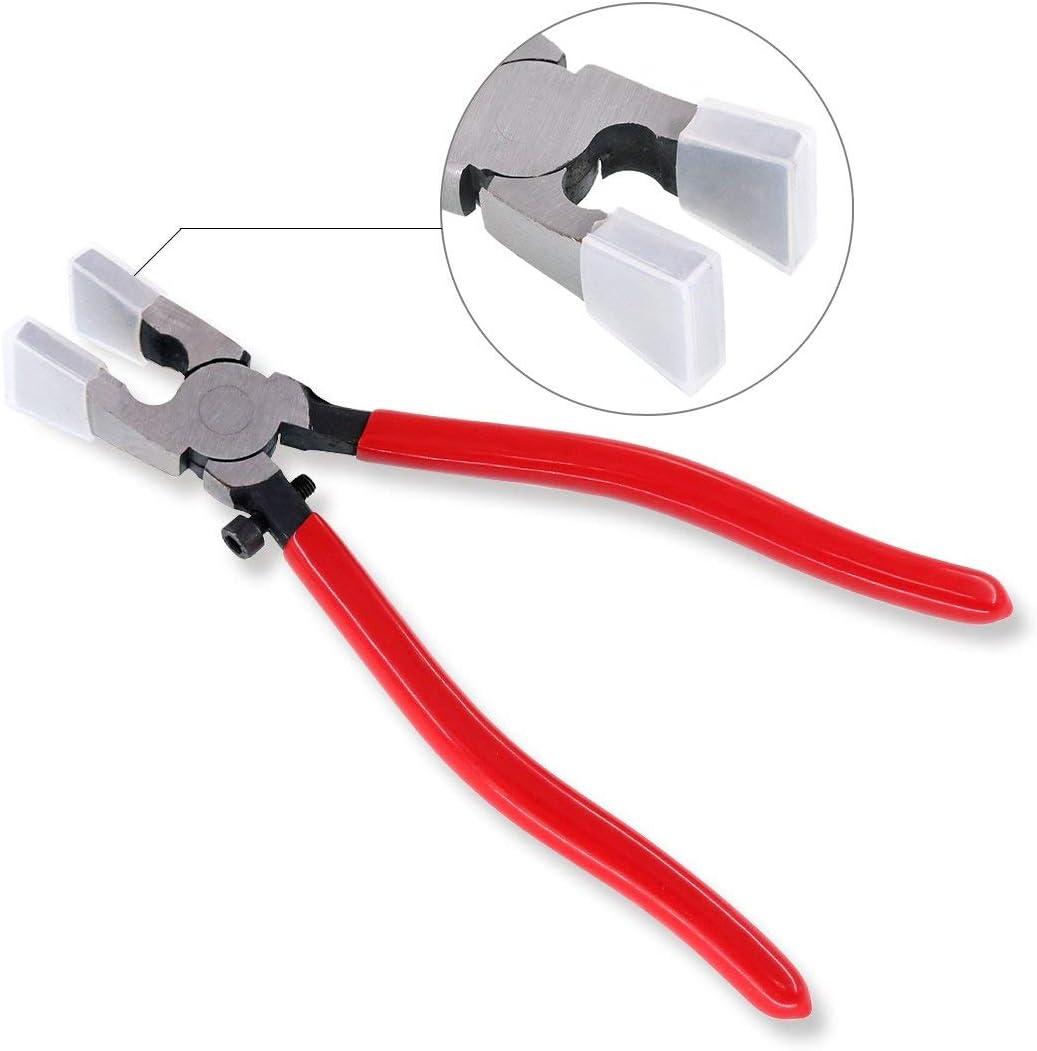 Swpeet Heavy Duty Key Fob Pliers Tool, Metal Glass Running Pliers With Curved Jaws and Rubber Tips - Perfect for Key Fob Hardware Install and Stained Glass Work