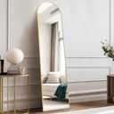 59"x16" Arched Full Length Mirror, Standing or Leaning Full Body Mirror with Shatter-proorf Nano Glass and Aluminum Alloy Thin Frame, Suitable for Living Room Cloakroom Bedroom, Gold