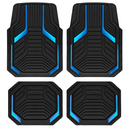 PIC AUTO Heavy Duty Rubber Floor Mats, Blue Aluminum Film Car Mats Set, Front and Rear Car Mats with Anti-Slip Backing, All Weather Protection, Trim-to-Fit for Automotive SUV, Sedan, Van