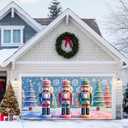13x6ft Christmas Garage Door Cover Fairy Tale 3D Macaron Palette Nutcracker Candy Color Trees Snowflakes Checkerboard Floor Holiday Party Decorations Indoor Outdoor Wall Background