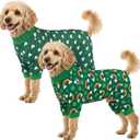 2-Pack St.Patrick's Day Dog Pajamas Clover Rainbow Pet Jumpsuits Puppy Pjs Lucky Shamrock Dog Onesie St Patricks Dog Jammies Costume Outfit Clothes for Small Medium Large Dogs XL