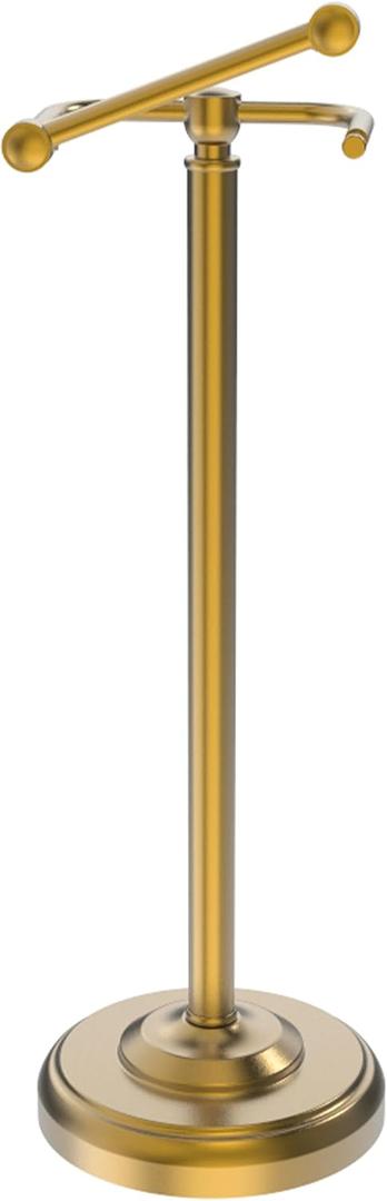 WZKALY Toilet Paper Holder Stand, Brushed Brass Toilet Paper Holder Free Standing, Post Pivoting Design & Stable Weighted Base SUS304 Stainless Steel for Bathroom(Mega Roll)