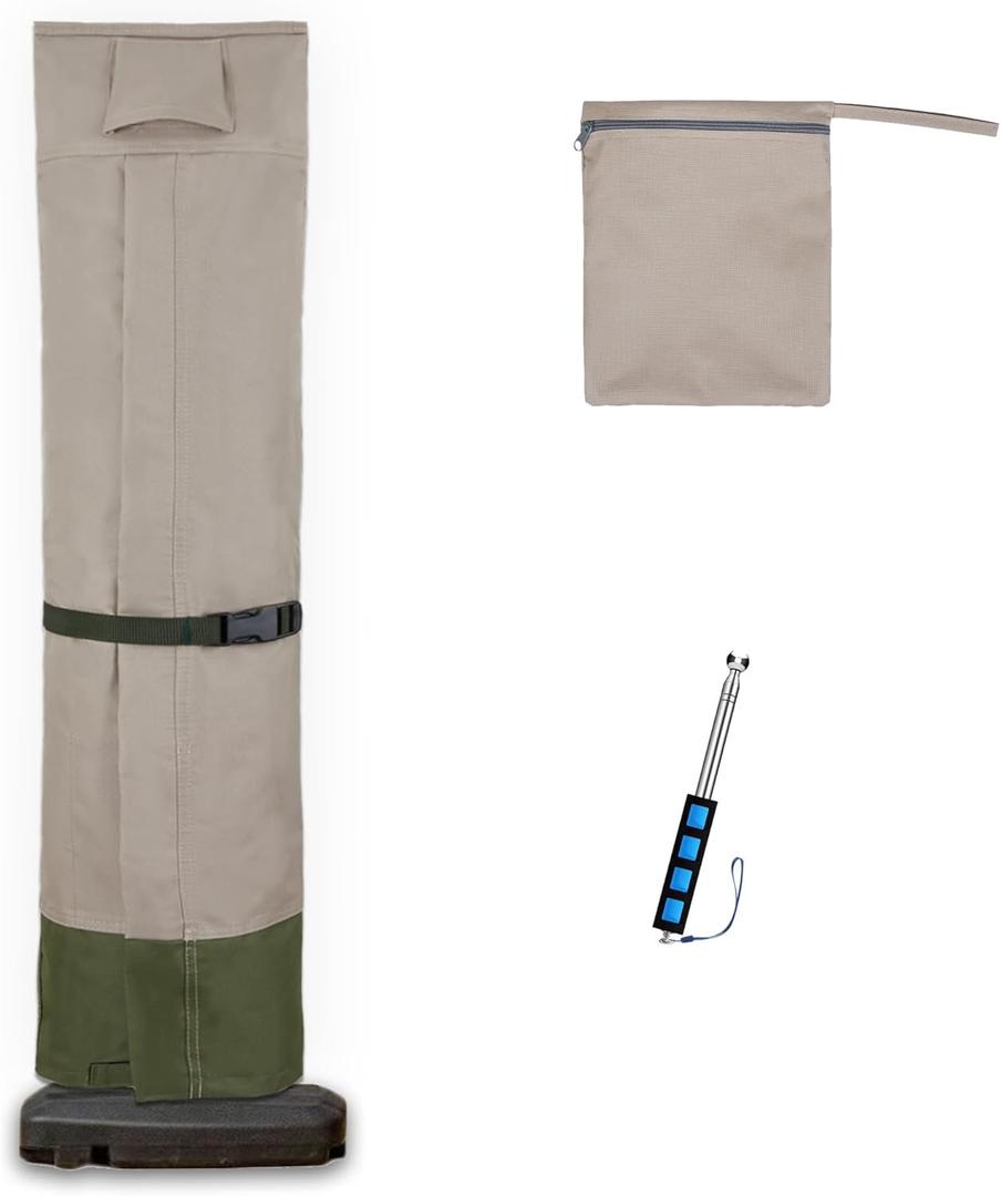 Rachmi Patio Cantilever Umbrella Cover for 9-13 Ft Umbrellas, 600D Water-resistant UV & Fade Resistant Cover Fits Round / Square Outdoor Garden Offset Parasol with Zipper & Rod, Khaki-Green Rachmi Patio Cantilever Umbrella Cover for 9-13 Ft Umbrellas, 600D Water-resistant UV & Fade Resistant Cover Fits Round / Square Outdoor Garden Offset Parasol with Zipper & Rod, Khaki-Green