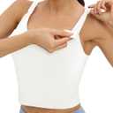 Foucome Womens Nursing Bras for Breastfeeding Maternity Tank Tops Crop Top with Built in Bra Longline Workout Sports Bra (Medium, White)