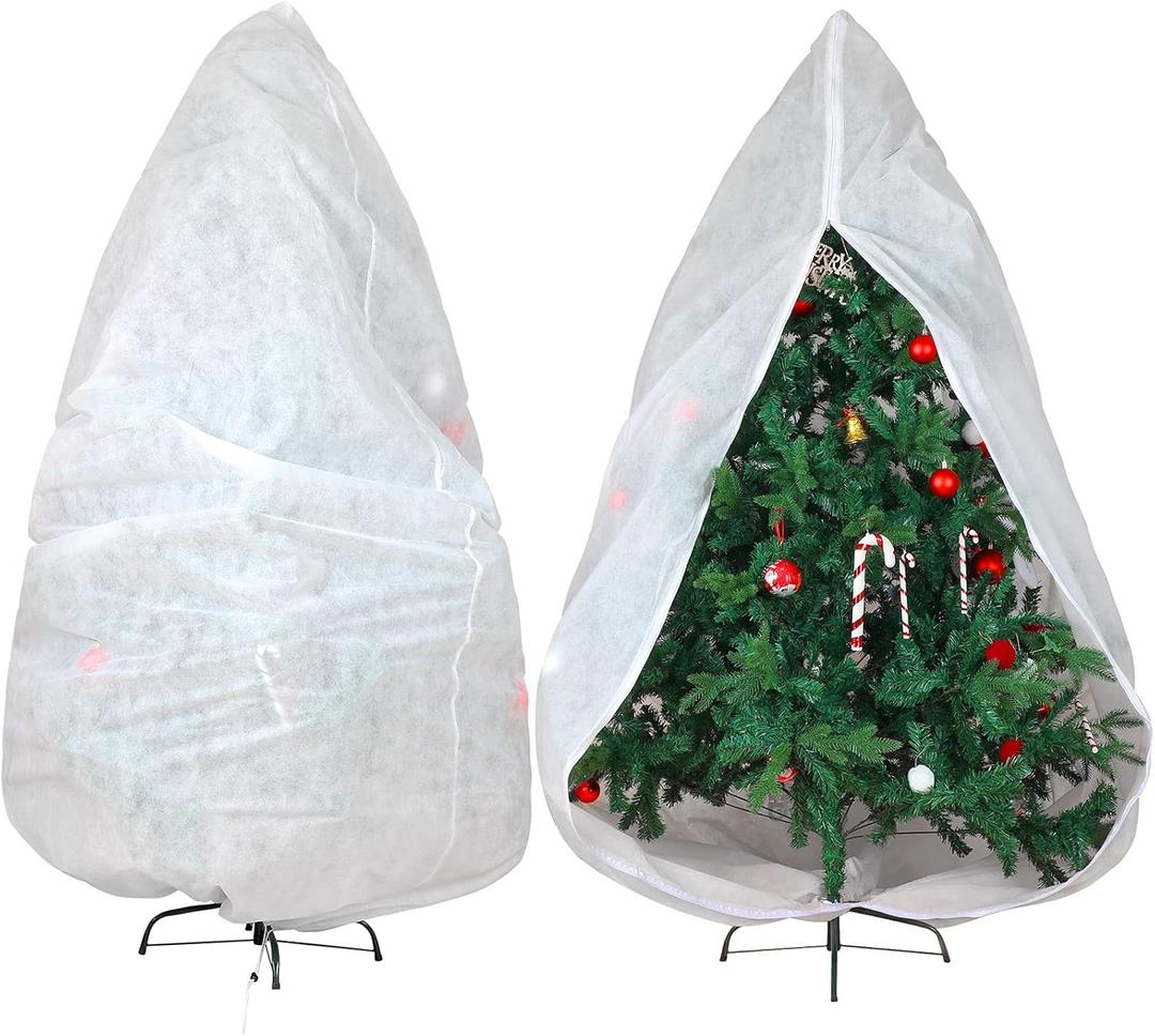 Shappy Christmas Tree Storage Bag 9 x 4 Feet Xmas Tree Cover Upright Dust Proof Bag with Zipper & Drawstring for Xmas Dust-Proof Christmas Fully Decorated Artificial Cover (White)