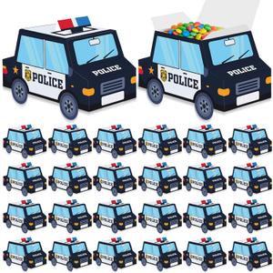 Kosiz 36 Pcs Police Party Decorations Police Themed Party Favors Treat Boxes Cop Themed Paper Snack Container Bulk Badge Patrol Car Gift Box for Officer Birthday Party Supplies