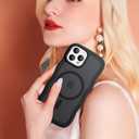 Hualele Magnetic for iPhone 15 Pro Case, Compatible with MagSafe, Military Grade Dropproof Translucent Matte Back Cute Curly Wave Edge Slim Phone Case 15 Pro, Black