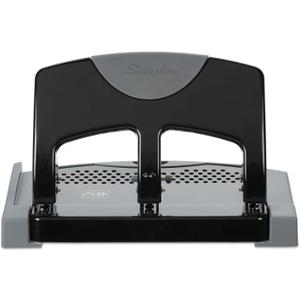 Swingline 3 Hole Punch, 45 Sheet Capacity Three Hole Puncher 3 Ring, Paper Punch, SmartTouch Low Effort, Black & Silver (74136)