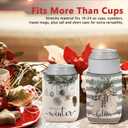 4 Pack Retro Christmas Winter Reusable Neoprene Insulator Cup Sleeve for Cold Hot Drinks, Hello Winter Merry Christmas Gloves Botanical Neutral Can Drink Cooler Sleeves Gifts for Women Girls