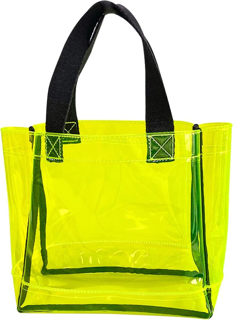 TotePrint Clear 1Packs Small Tote Work Bag,Gift Wrap Handbag for Bridal and Birthday Party,Travel Makeup Pouch with Handle (1pcs-yellow)