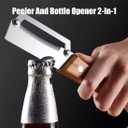 Premium Vegetable Peeler with Wooden Handle and Bottle Opener: 2-in-1 Stainless Steel Kitchen Tool for Fruit Apple Potato Pumpkin Papaya (2 PCS)