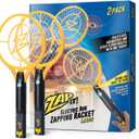 ZAP iT! Electric Fly Swatter Racket & Mosquito Zapper with Blue Light Attractant - High Duty 4,000 Volt Electric Bug Zapper Racket - Fly Killer USB Rechargeable Fly Zapper Indoor Safe - 2 Pack, Yellow (Large)