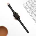 WFEAGL Compatible with Leather Apple Watch Band 41mm 40mm 38mm 42mm(series 11 10) Women, Top Grain Leather Strap Slim & Thin Replacement Wristband for iWatch Bands SE 3 2 1, Series 11 10 9 8 7 6 5 4 3 2 1 (Black/Gold)