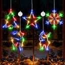 5Pcs Christmas Window Lights, Battery Powered Twinkle Lights Christmas Decorations Indoor Outdoor for Wall Door Porch Balcony Glass Decor with Suction Cup & Timer