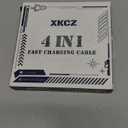 4 in 1 USB C Cable with Wattage Display, 140W Flat Nylon Braided Multi Charge Cable with Data Sync, USB C Charging Cord Combo Type C/USB A/L Port for iPhone/iPad/Samsung/Laptop, 3FT