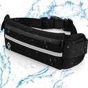 Slim Running Belt Fanny Pack for Men and Women Waist Bag Running Bag Money Belt Phone Holder for Running Sports Hiking Travel Adjustable Waist Bag Fits Most Phone, black, Water resistant 