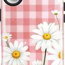 Girls Cute Case for iPhone 16, Large Daisy Women Phone Cases | Dual-Layer Shockproof Protection