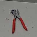 Leather Hole Punch Tool Set Heavy Duty 6 Size Revolving Leather Belt Hand Hole Puncher for Belts, Watch Bands, Straps, Dog Collars, Saddles, Shoes, Fabric, DIY Home or Craft Projects (9'', Silver/Red)