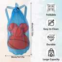 Lyreh 3pcs Mesh Drawstring Beach Bag, 3 Color Durable Beach Sand Toys Mesh Backpack Swim and Pool Balls Storage Bags Packs for Kids Men Women Athletic Gym Sports Workout(Green, Blue, Pink)
