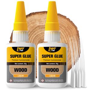 Wood Super Glue 60 Gram, Thin Liquid CA Glue for Woodworking Furniture Repair Wooden Crafts Carpenter, Clear High Strength Cyanoacrylate Adhesive Instant and Strong Bond Superglue for Everything