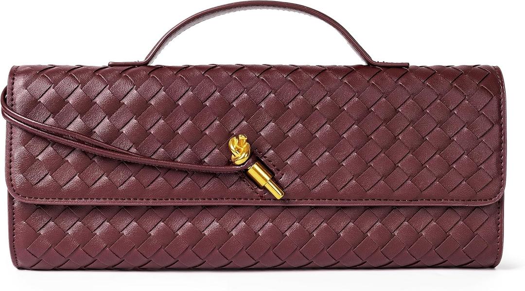 Joryin Woven Purse for Women Evening Clutch Woven Leather Handbags Crossbody Bag Purse Formal Evening Bag, Vegan Leather