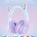 Cat Ear Bluetooth Headphones with Micphone for Kids & Adults, LED Light Up Wireless HI-FI Sound Quality, Over-Ear Headphones with Volume Control for iPhone/iPad/Laptop/PC(55H Play Time)