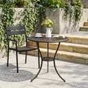 IDEALHOUSE Patio 23''Cast Aluminum Side Table with Umbrella Hole,Bronze | Outdoor Small Coffee Tables,Anti-Rust Bistro Table,Round End Table,Outdoor Furniture for Indoor,Patio,Garden,Porch,Balcony, 1.57'' Umbrella Hole
