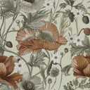 LXCREAT Vintage Peel and Stick Floral Wallpaper Boho, Orange Flowers Green Leaves Contact Paper 17.5"393.7", Vinyl Removable Self Adhesive Wallpaper for Bedroom Renter Friendly Home Decor