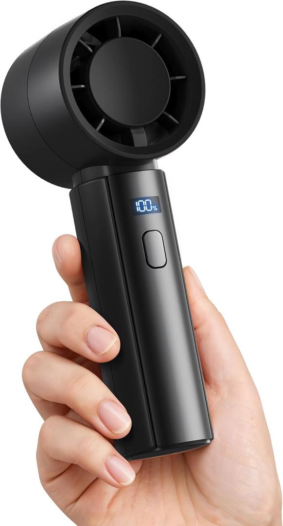 Gaiatop Small Handheld Fan Portable, Powerful High Speed Turbo Cooling, 4000mAh USB Rechargeable Battery Powered Mini Personal Fan, Summer Outdoor Travel Essentials, Gifts for Men Women, Black