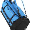Rolling Duffle Bag with Wheels,86L 30Folding Duffle Backpack with 2 Wheels,Travel Bag with Separate Shoe Compartment,Blue