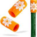 C-BITE Garden Stake Safety Caps | Vinyl Covers for Sharp Stake Tips | Fits 7/16” Plant Support Stakes | Durable Gardening Caps for Plant Protection (12 Pack - Sweet Tangerine Orange), Pack Of 4