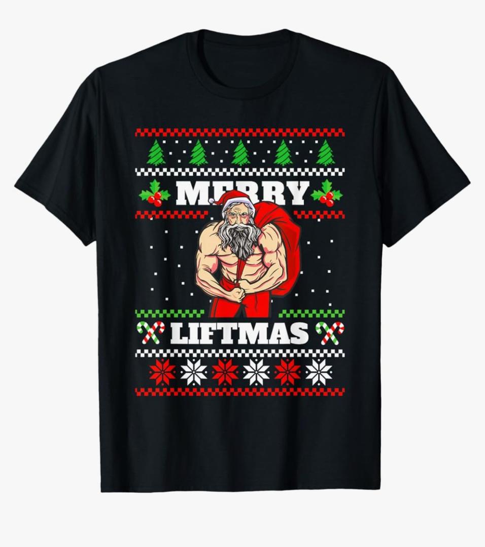 Sexy Muscles Santa Claus T-Shirt, XL