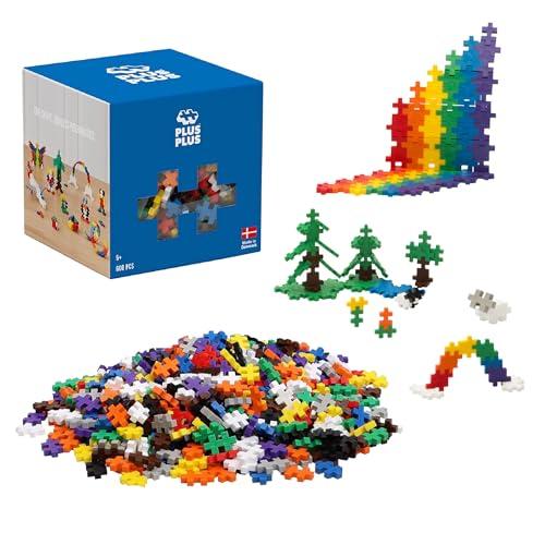 PLUS PLUS 600 Piece Basic Color Mix - Mini Interlocking Building Blocks Set, Stem Toys for Kids - Sensory Bin Fillers/Math Manipulatives Classroom Must Haves Gifts for Boys & Girls