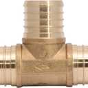 SharkBite 1-1/4 Inch Crimp Tee, Brass Plumbing Fitting, PEX Pipe, PE-RT, UC0835