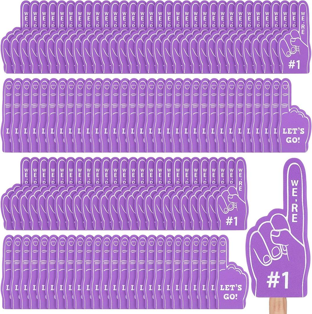 100 Pieces Mini Foam Finger Football Party Favors #1 Sports Fan Foam Finger Football Party Supply Basketball Baseball Soccer Sporting Events Supplies (Purple)