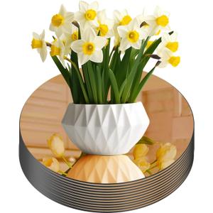 Glass Round Mirror Centerpieces for Tables, Set of 12Pcs 12" Golden Mirror Tables Centerpieces, Glass Trays for Wedding Decorations, Party Decorations, Baby Shower Party