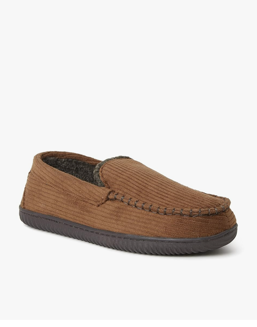 Dearfoams Men's Niles Corduroy Moccasin Slipperb 8-9