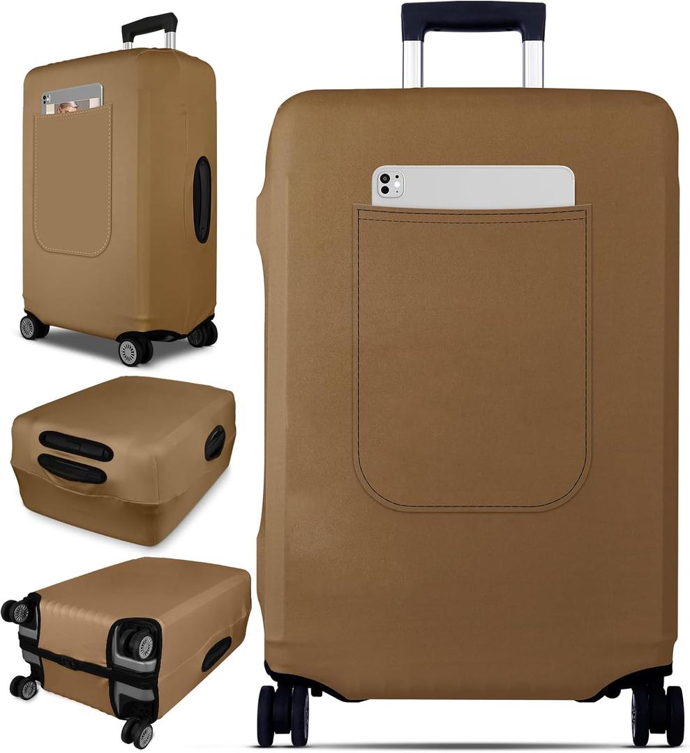 Slohif Luggage Cover for Suitcase Tsa Approved Protector - Luggage Sleeve Suit Case Cover Travel Stretch Large Baggage Case Protective Washable Fit 21-23 Inch Brown
